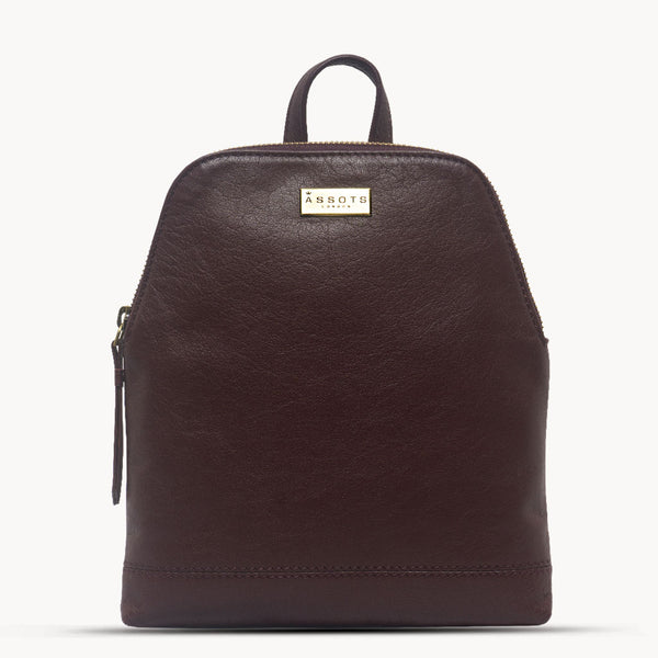 'BELLA' Burgundy Pebble Grain Small Leather Backpack