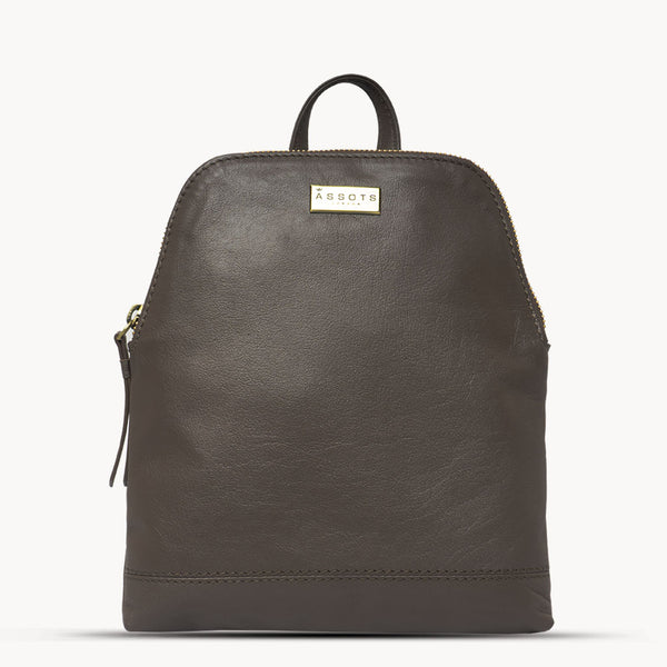 'BELLA' Mokka Brown Pebble Grain Small Leather Backpack