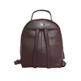 'Betty' Burgundy Zip Top Mini Pebble Grain Leather Backpack