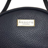 'Betty' Navy Zip Top Mini Pebble Grain Leather Backpack