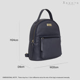 'Betty' Navy Zip Top Mini Pebble Grain Leather Backpack