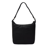 'BIANCA' Black Pebble Grain Leather Slouchy Hobo Bag