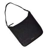 'BIANCA' Black Pebble Grain Leather Slouchy Hobo Bag