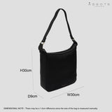 'BIANCA' Black Pebble Grain Leather Slouchy Hobo Bag