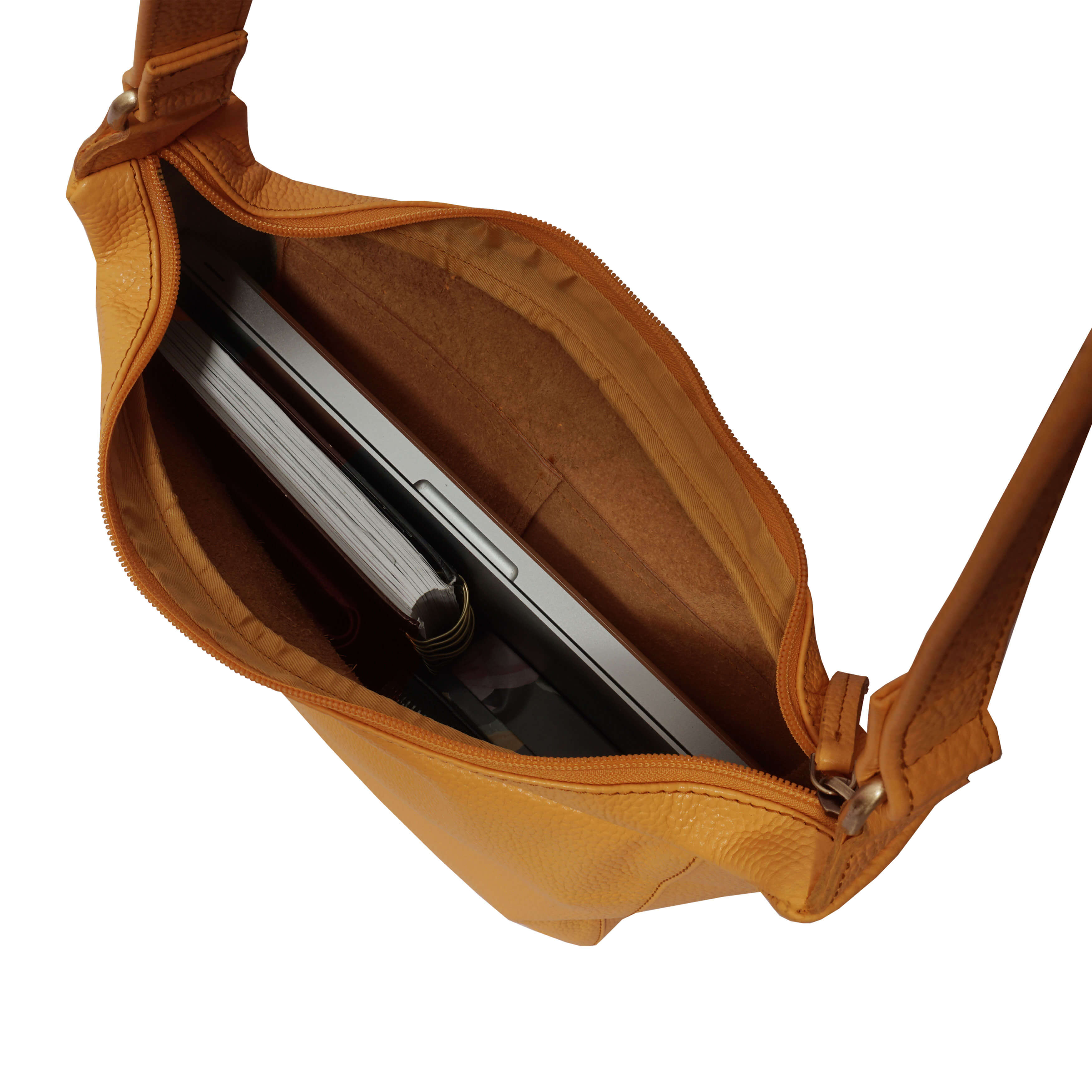 'BIANCA' Burnt Orange Pebble Grain Leather Slouchy Hobo Bag