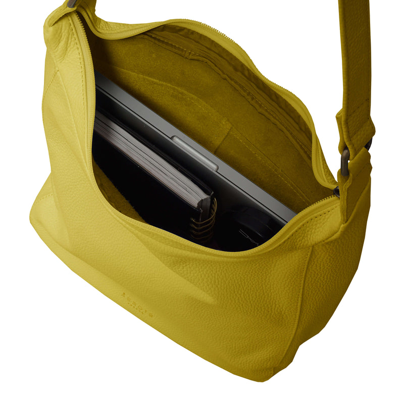 'BIANCA' Illuminating Yellow Pebble Grain Leather Slouchy Hobo Bag