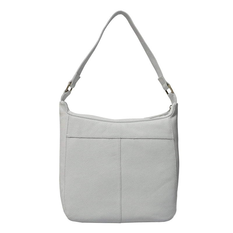 'BIANCA' White Pebble Grain Leather Slouchy Hobo Bag