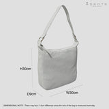 'BIANCA' White Pebble Grain Leather Slouchy Hobo Bag