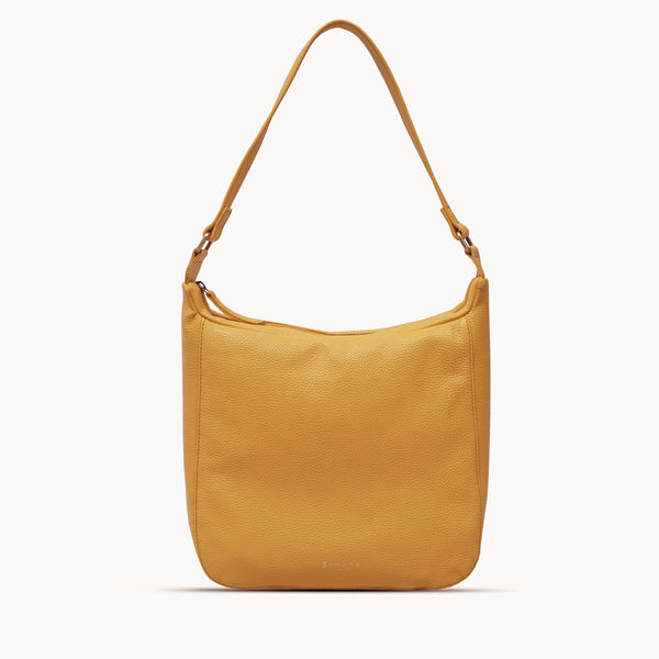'BIANCA' Burnt Orange Pebble Grain Leather Slouchy Hobo Bag