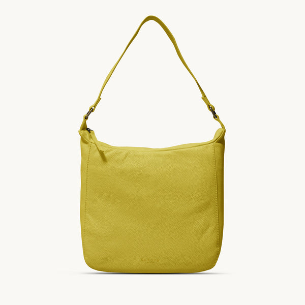 'BIANCA' Illuminating Yellow Pebble Grain Leather Slouchy Hobo Bag