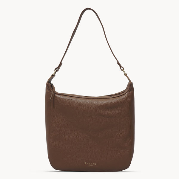 'BIANCA' Tan Pebble Grain Leather Slouchy Hobo Bag