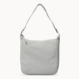 'BIANCA' White Pebble Grain Leather Slouchy Hobo Bag