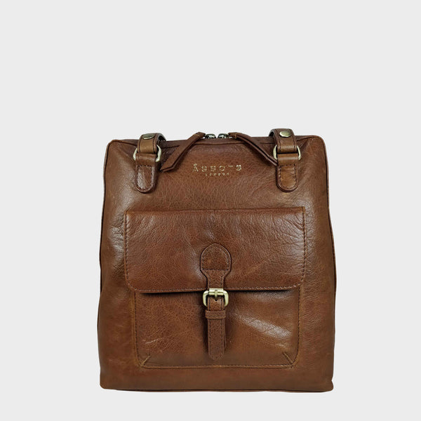 Classic Brown Leather Backpack For Work or College