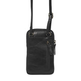 'BROOKE' Black Polished VT Real Leather Mobile Phone Crossbody Bag