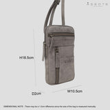 'BROOKE' Grey Distressed Real Leather Mobile Phone Crossbody Bag
