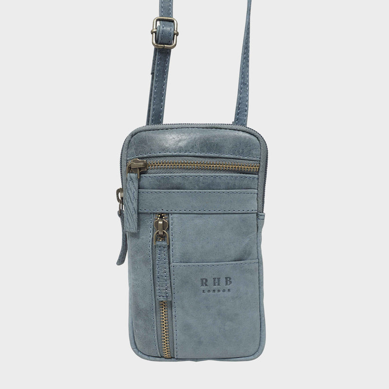 'BROOKE' Denim Distressed Real Leather Mobile Phone Crossbody Bag