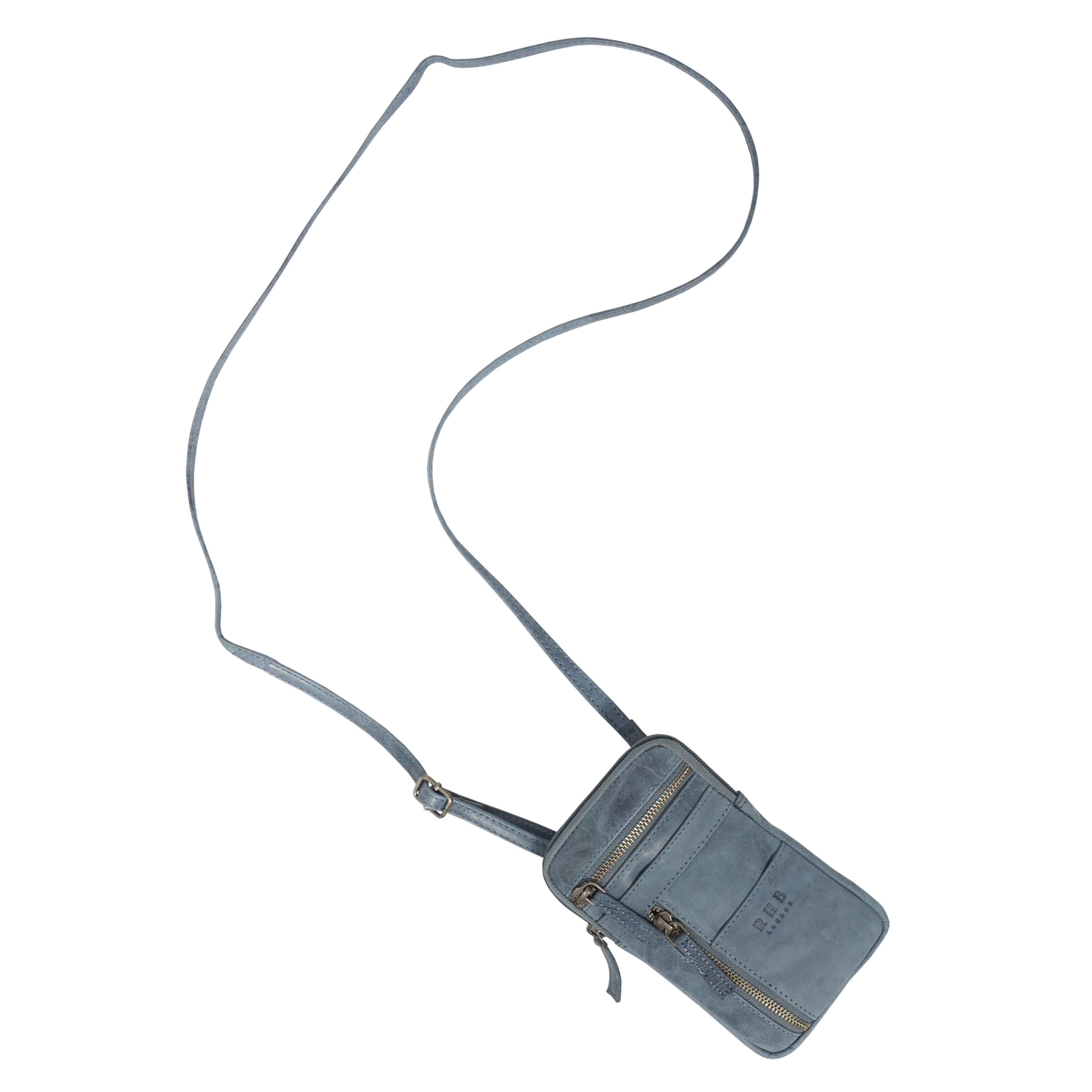 'BROOKE' Denim Distressed Real Leather Mobile Phone Crossbody Bag