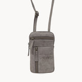 'BROOKE' Grey Distressed Real Leather Mobile Phone Crossbody Bag
