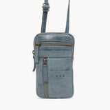 'BROOKE' Denim Distressed Real Leather Mobile Phone Crossbody Bag