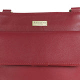 'BRYN' Paprika Red Nappa Pebble Grain Leather Crossbody Bag