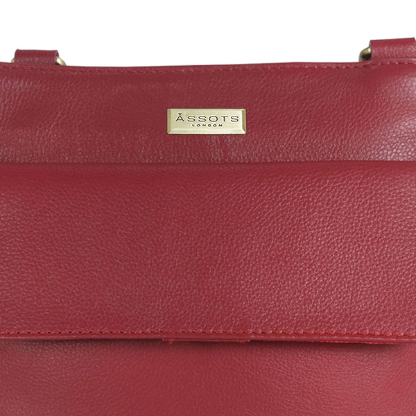 'BRYN' Paprika Red Nappa Pebble Grain Leather Crossbody Bag