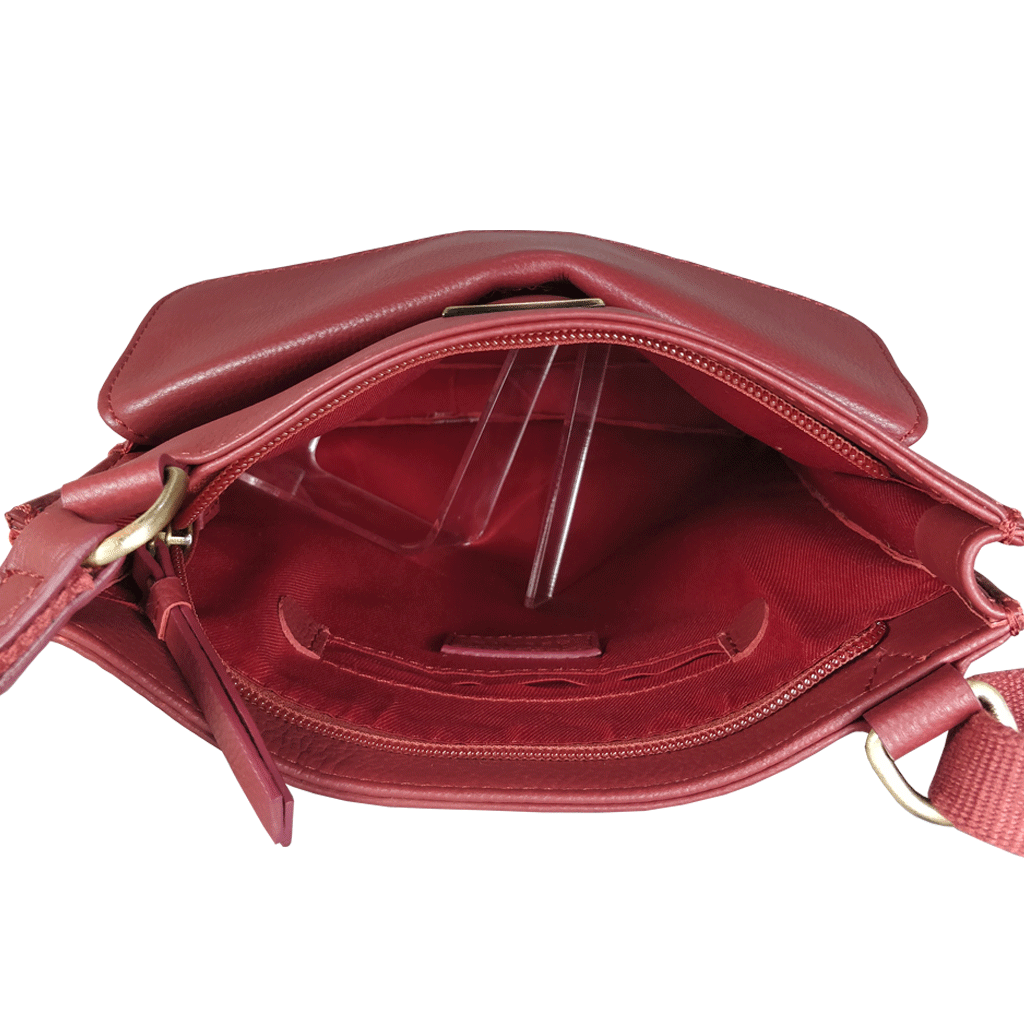 'BRYN' Paprika Red Nappa Pebble Grain Leather Crossbody Bag