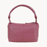 'CITY BAG' Carmine Pink Soft Pebble Grain Real Leather Shoulder Bag