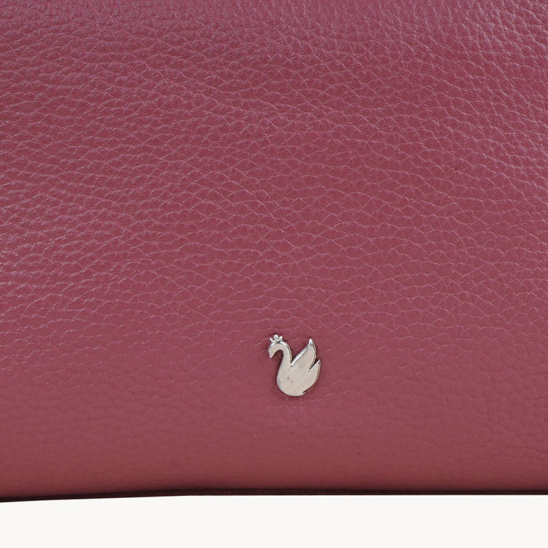 'CITY BAG' Carmine Pink Soft Pebble Grain Real Leather Shoulder Bag