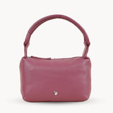 'CITY BAG' Carmine Pink Soft Pebble Grain Real Leather Shoulder Bag