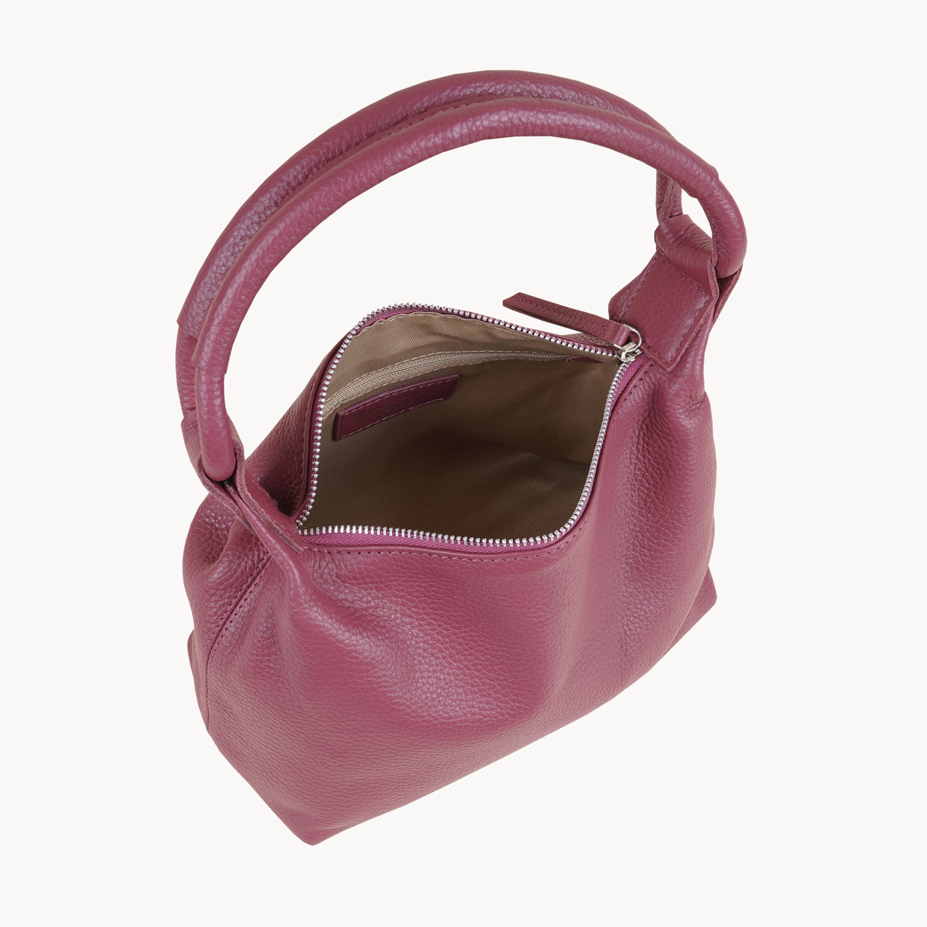 'City Bag' Carmine Pink Soft Pebble Grain Leather Shoulder Bag