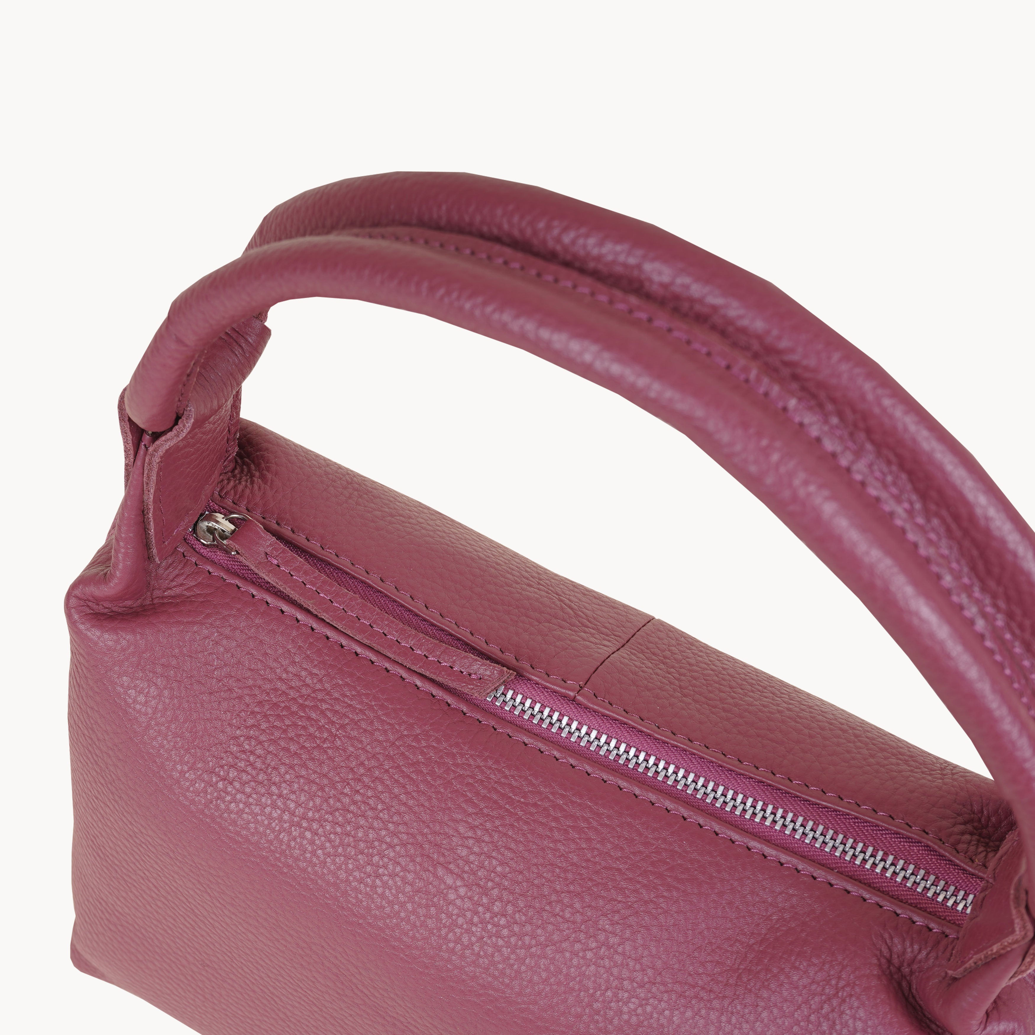 'City Bag' Carmine Pink Soft Pebble Grain Leather Shoulder Bag