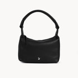 'CITY BAG' Black Soft Pebble Grain Real Leather Shoulder Bag