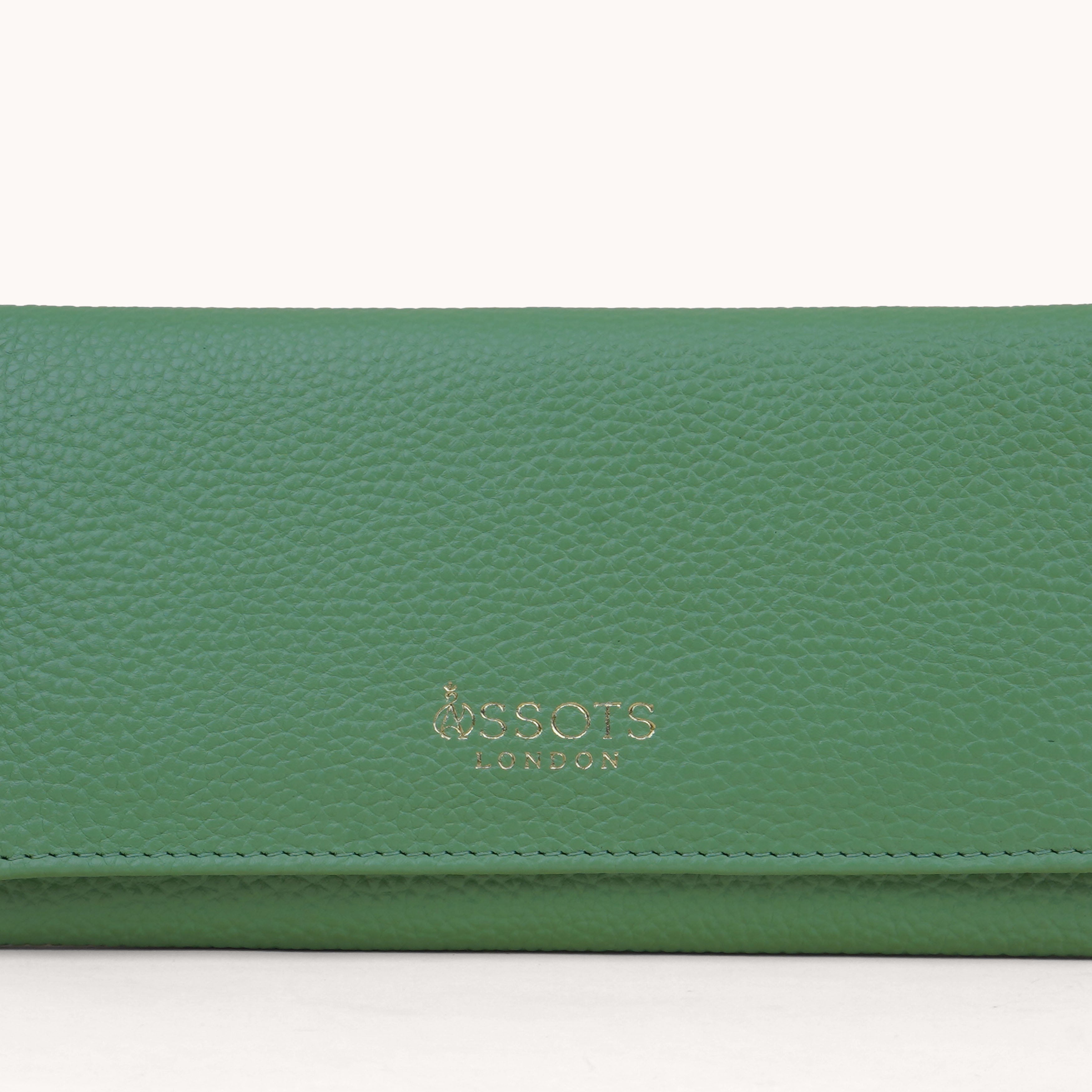 'CLAIRE' Matcha Green Real Leather Flap Over Purse