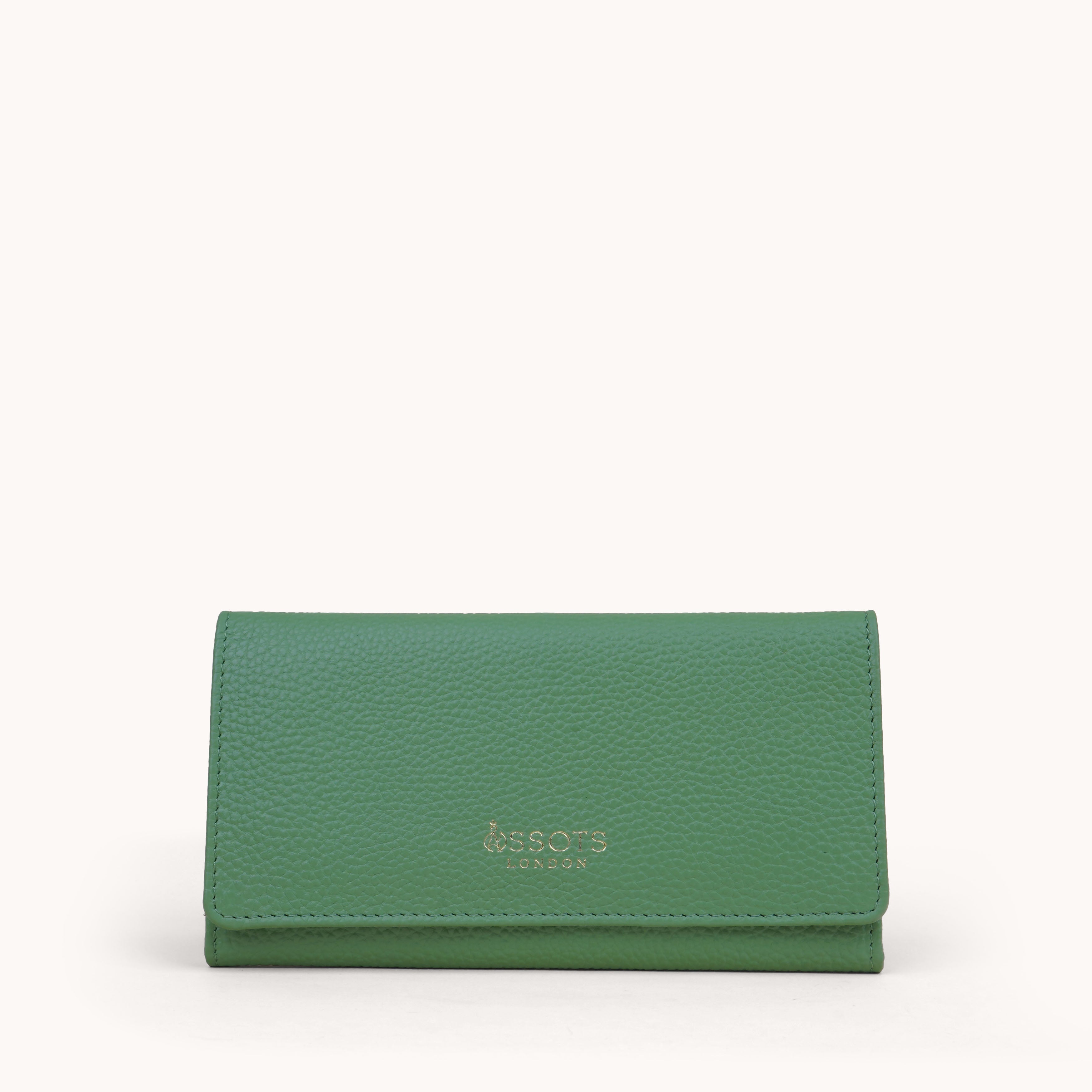 'CLAIRE' Matcha Green Real Leather Flap Over Purse