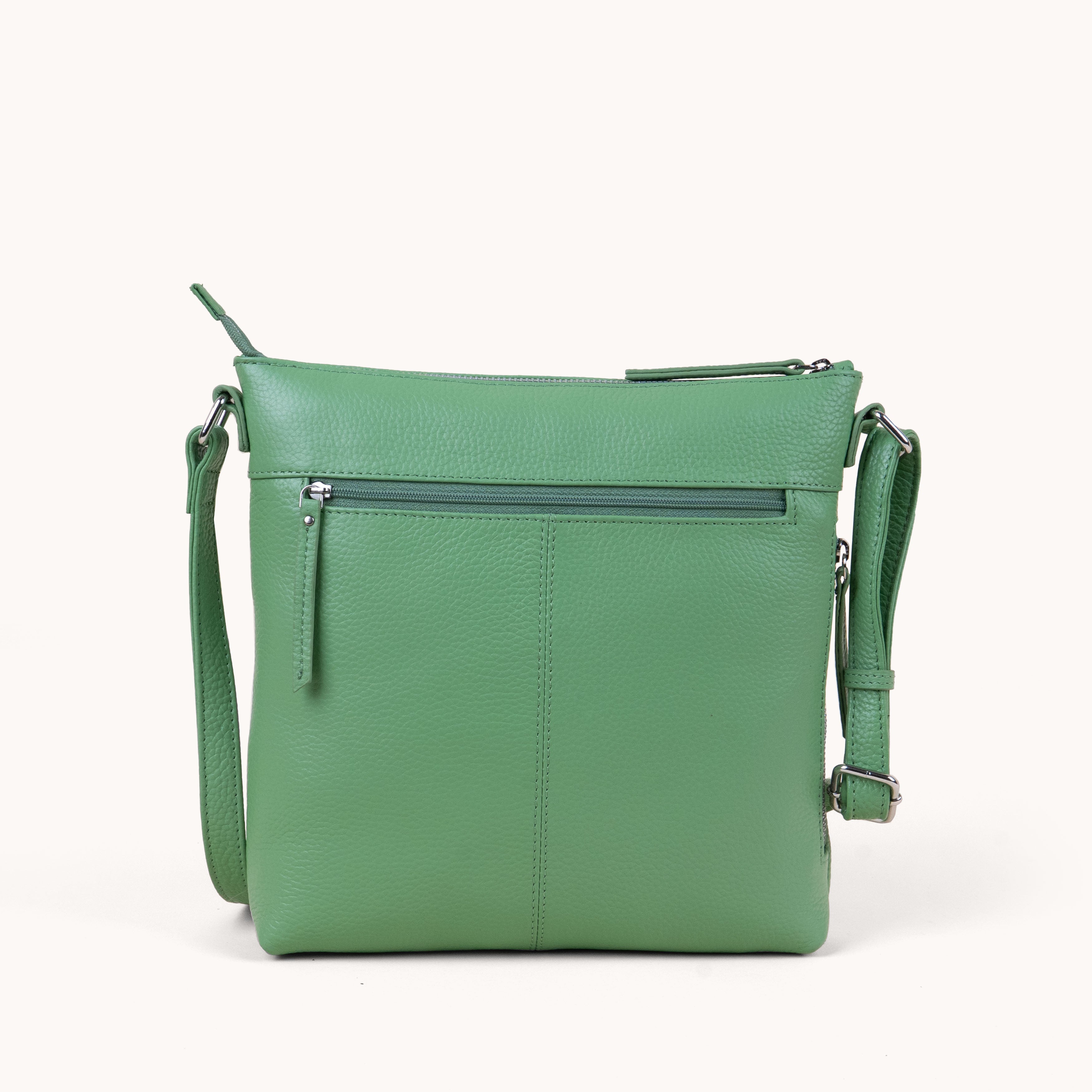 'CORI' Matcha Green Pebble Grain Real Leather Crossbody Bag