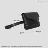 'CAMELLA' Black Croc Leather Bum Belt Waist Festival Bag
