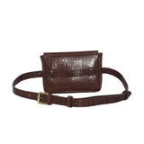 'CAMELLA' Brown Croc Leather Bum Belt Waist Festival Bag
