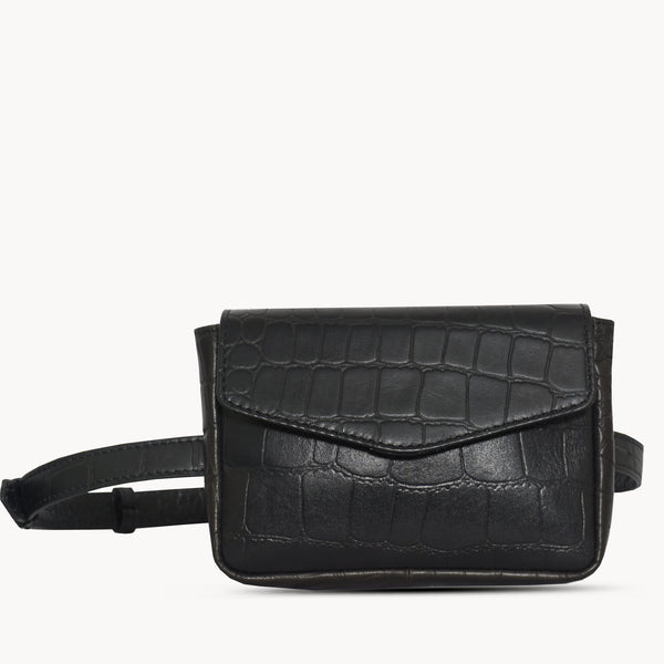 'CANARY' Black Vintage Leather Crossbody bag