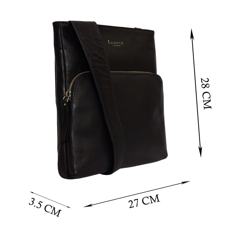 'CANARY' Black Vintage Leather Crossbody bag