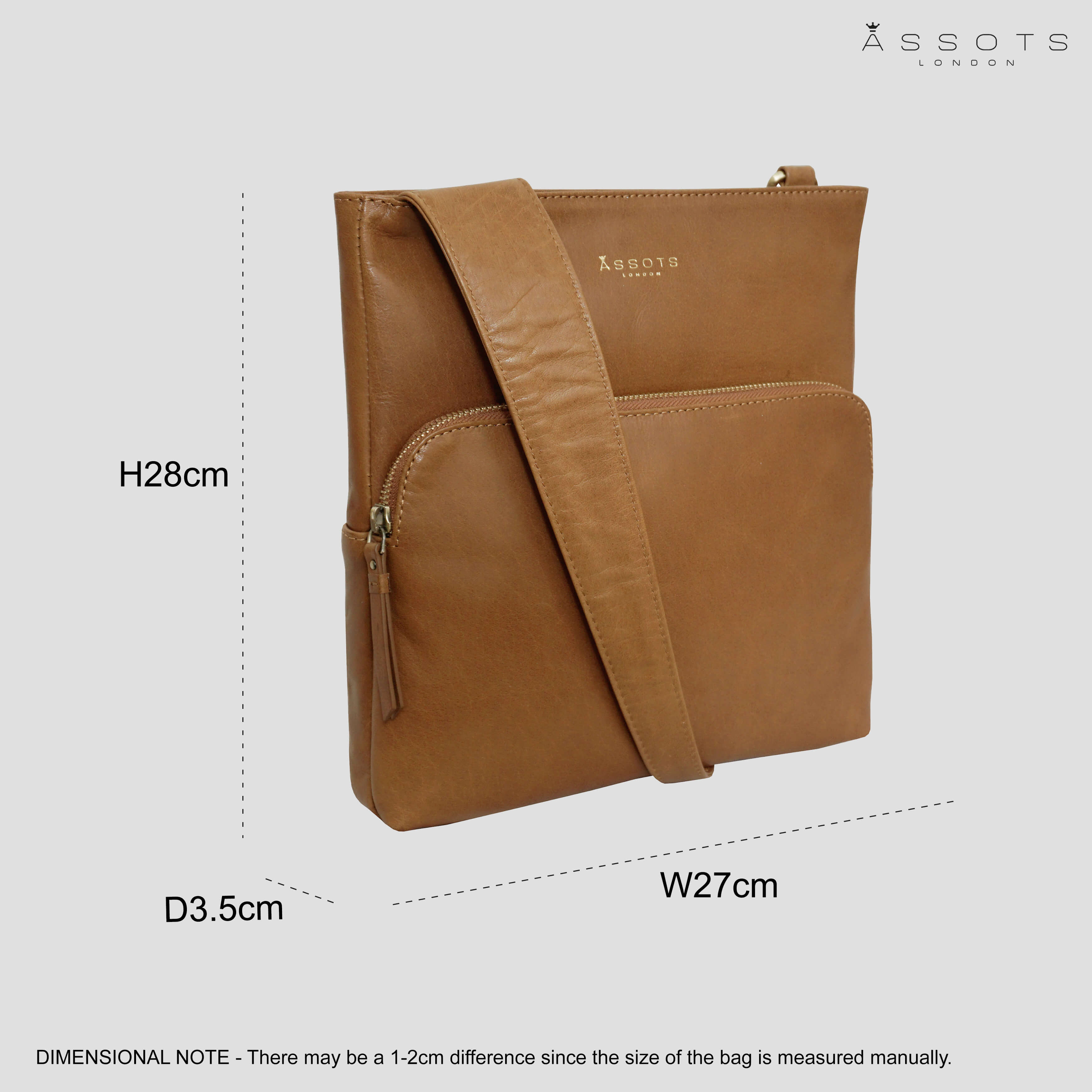 'CANARY' Tan Vintage Leather Crossbody bag