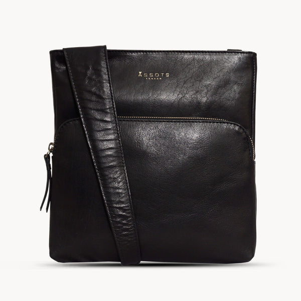 'CANARY' Black Vintage Leather Crossbody bag