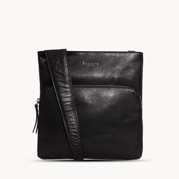 'CANARY' Black Vintage Leather Crossbody bag