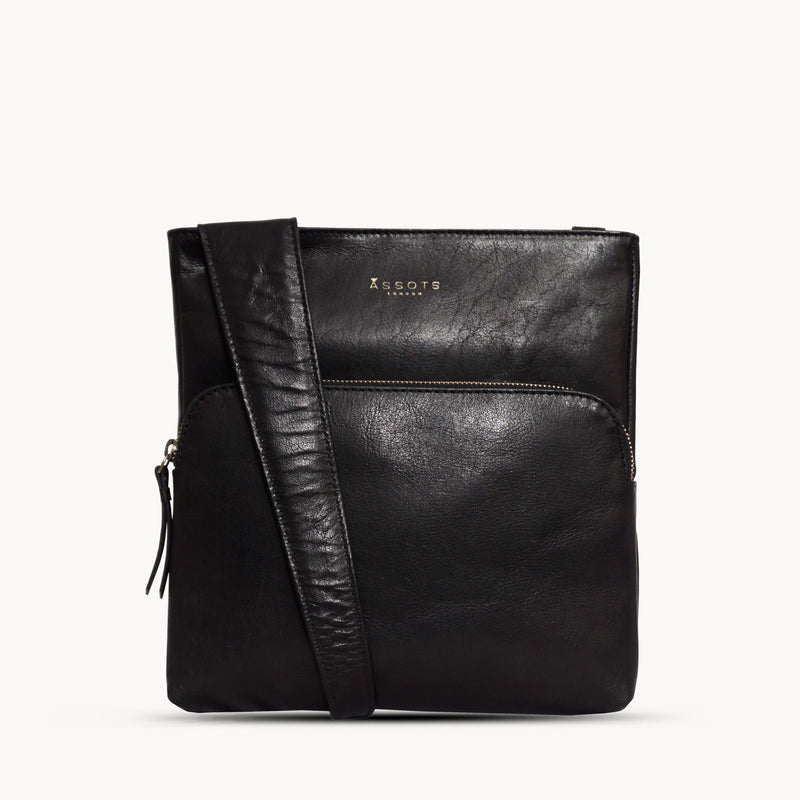 'CANARY' Black Vintage Leather Crossbody bag