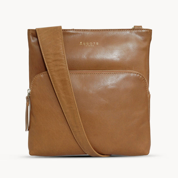 'CANARY' TAN Vintage Leather Crossbody bag