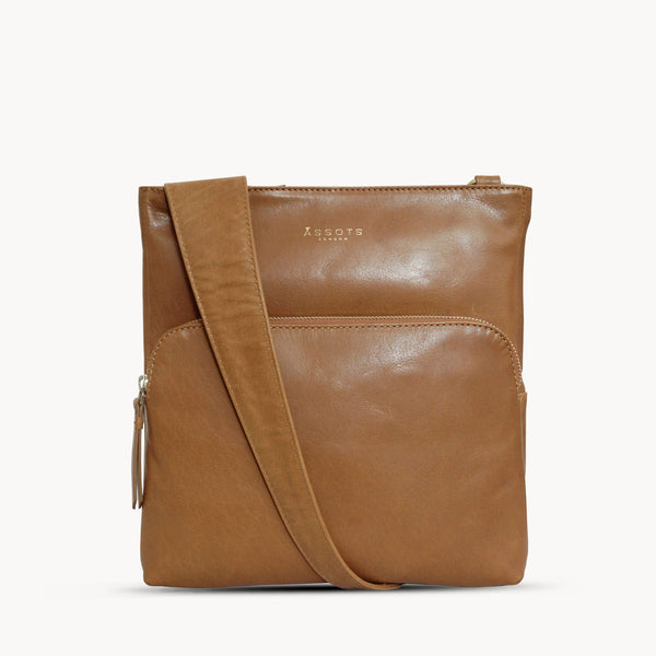 'CANARY' TAN Vintage Leather Crossbody bag
