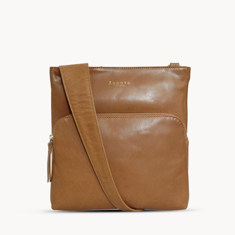 'CANARY' Tan Vintage Leather Crossbody bag