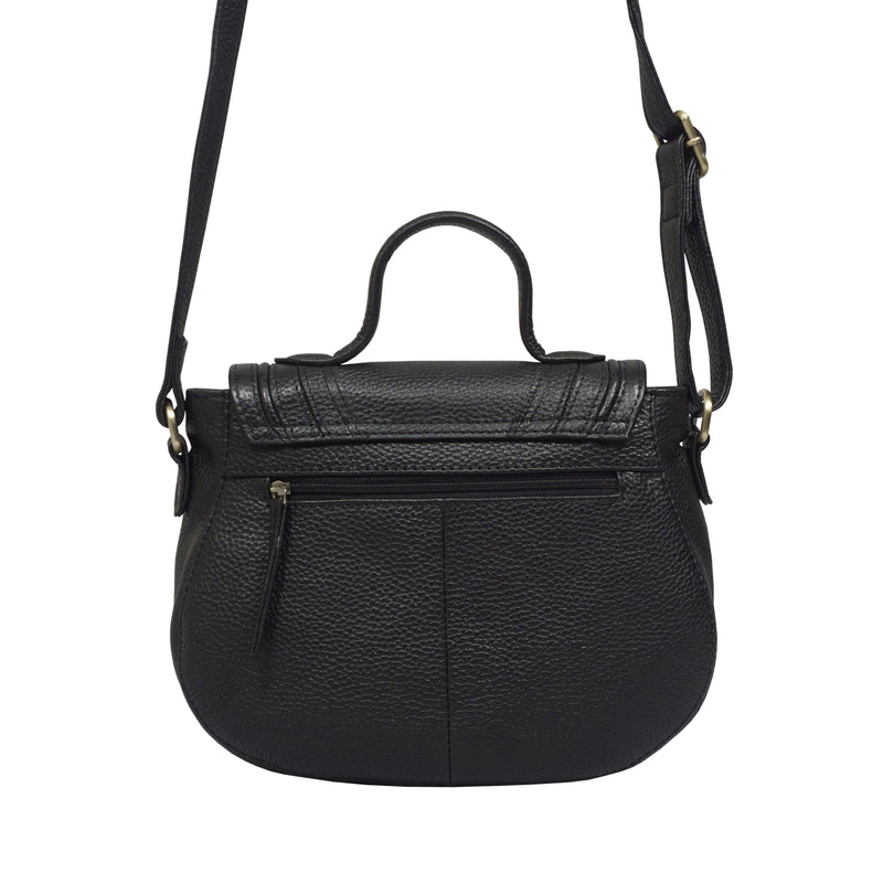 'CARMEL' Black Real Leather Shoulder Crossbody Bag