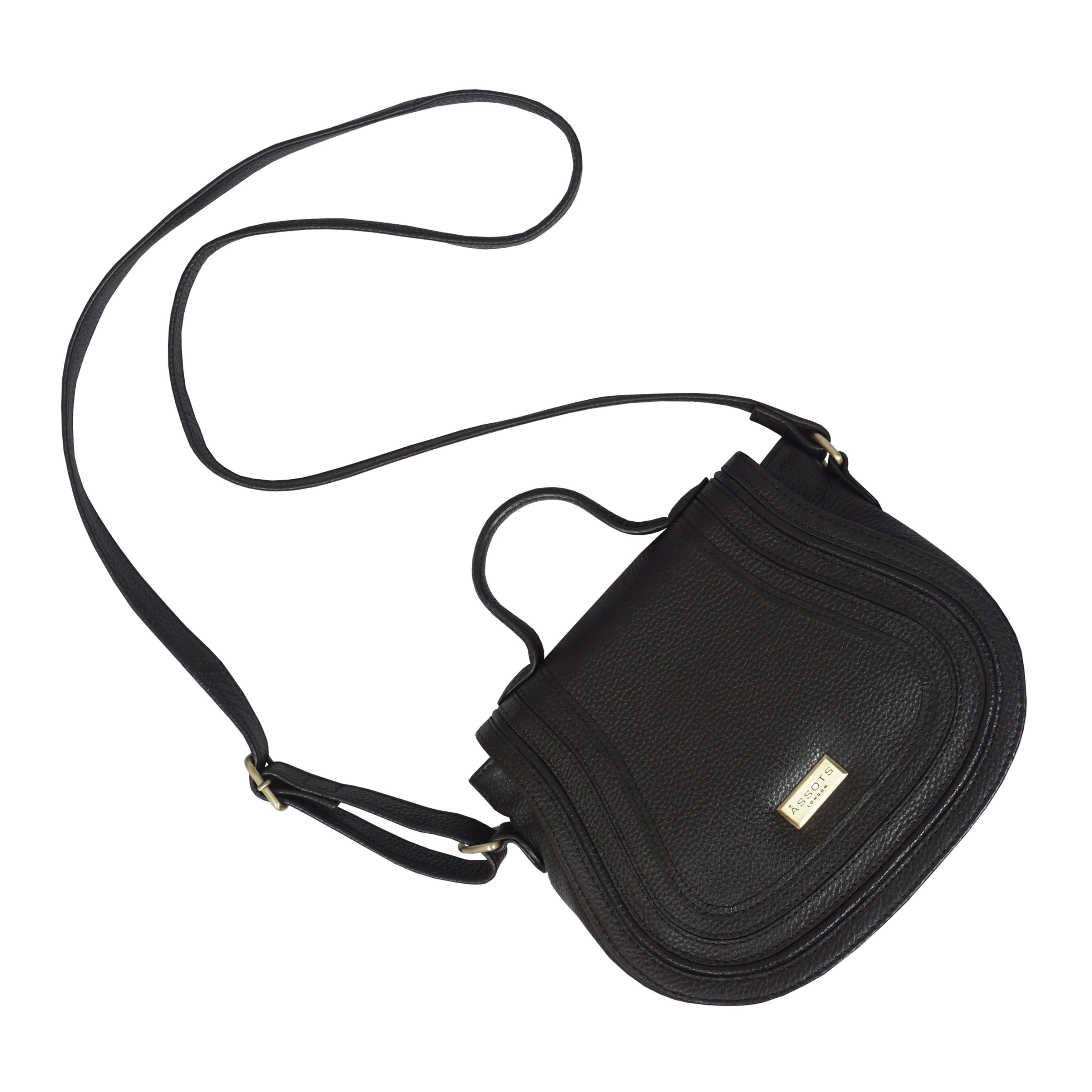 'CARMEL' Black Real Leather Shoulder Crossbody Bag