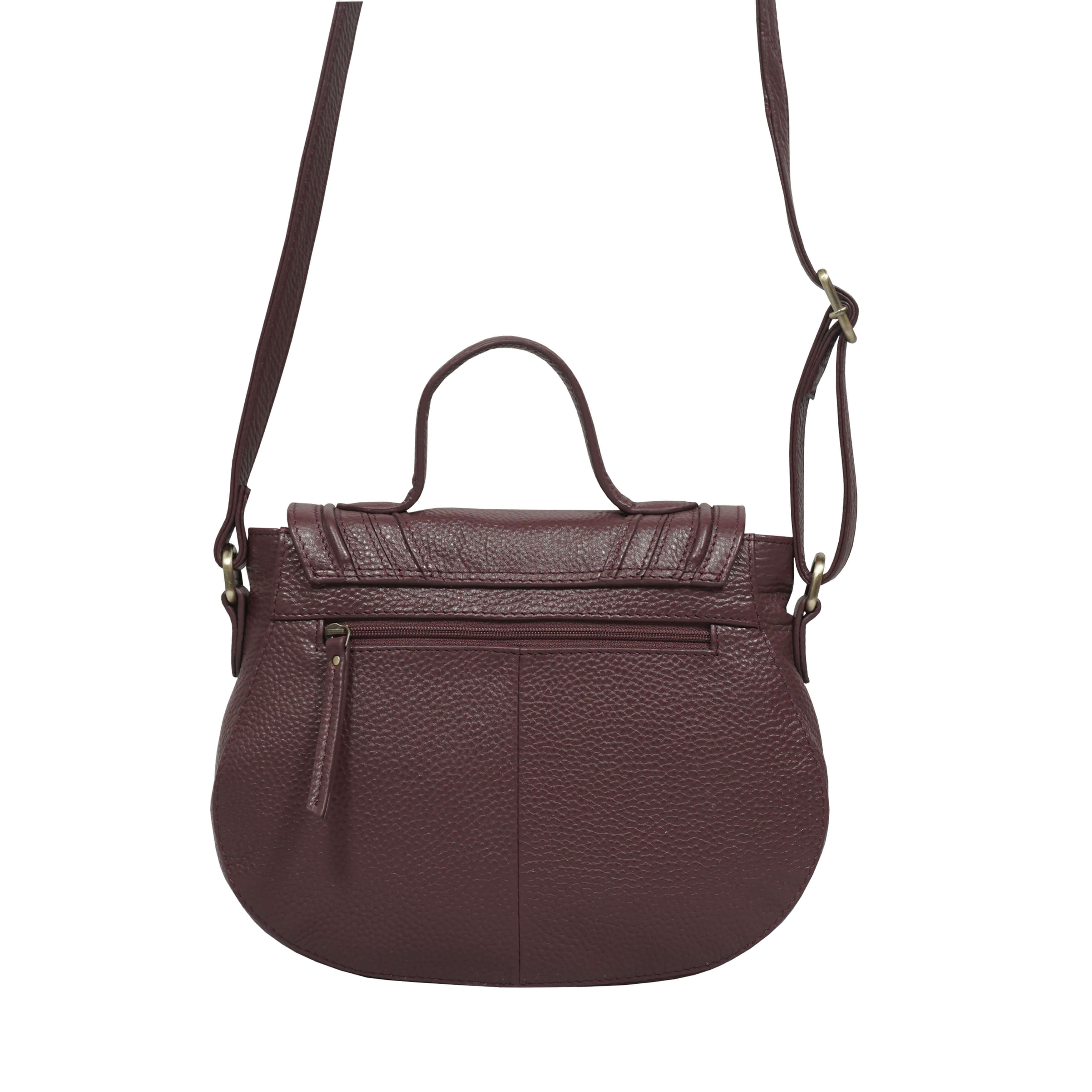 'CARMEL' Maroon Red Real Leather Shoulder Crossbody Bag