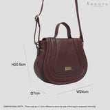 'CARMEL' Maroon Red Real Leather Shoulder Crossbody Bag